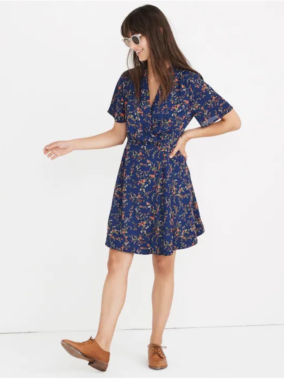 Madewell - Women’s amaranth wrap dress in moonless floral
